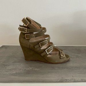 Chloe Arce Multi-Buckle Wedge Sandals